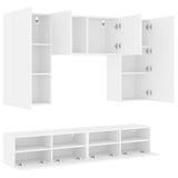 Unités murales TV 5 pcs blanc bois d'ingénierie