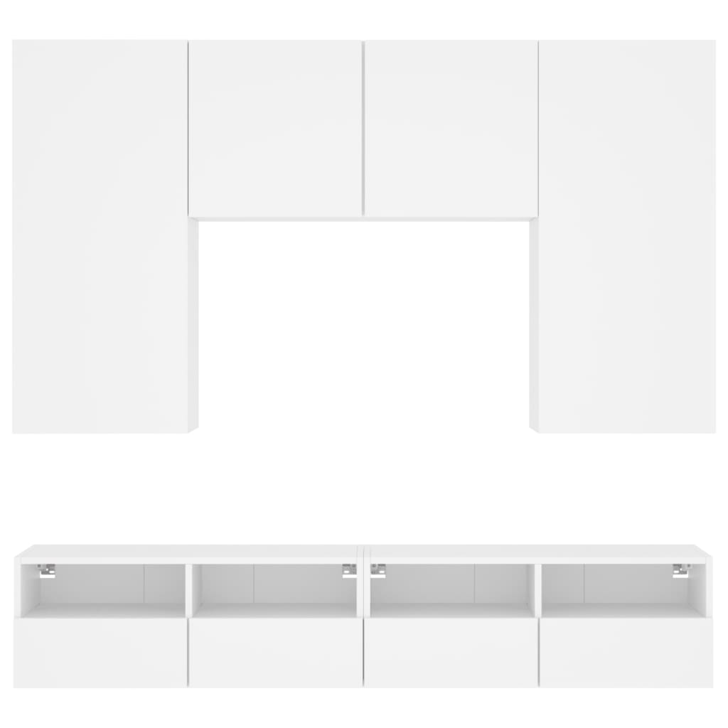 Unités murales TV 5 pcs blanc bois d'ingénierie