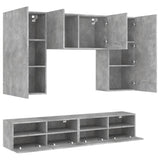 Unités murales TV 5 pcs gris béton bois d'ingénierie