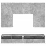 Unités murales TV 5 pcs gris béton bois d'ingénierie