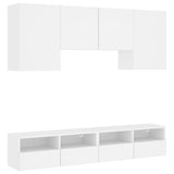 Unités murales TV 5 pcs blanc bois d'ingénierie