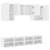 Unités murales TV 5 pcs blanc bois d'ingénierie