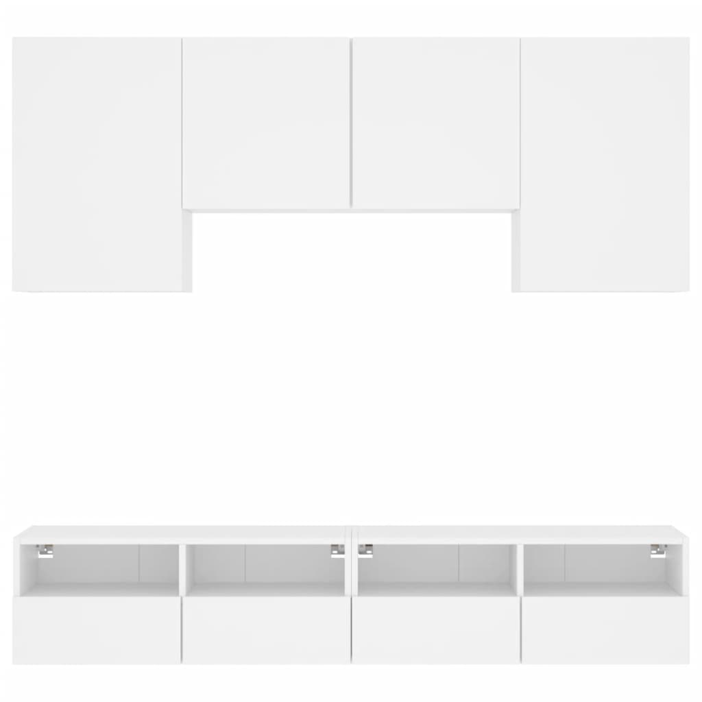 Unités murales TV 5 pcs blanc bois d'ingénierie