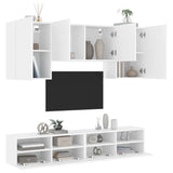 Unités murales TV 5 pcs blanc bois d'ingénierie