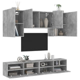 Unités murales TV 5 pcs gris béton bois d'ingénierie