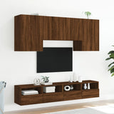 Unités murales TV 5 pcs chêne marron bois d'ingénierie