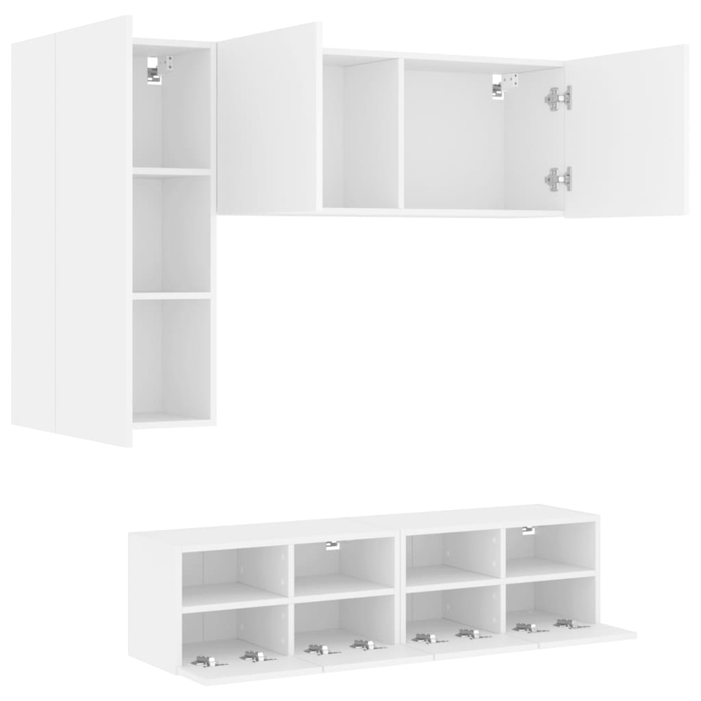 Unités murales TV 4 pcs blanc bois d'ingénierie