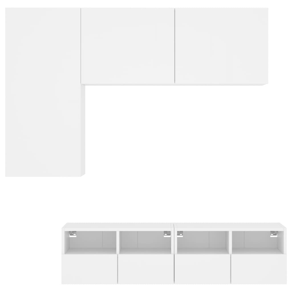 Unités murales TV 4 pcs blanc bois d'ingénierie