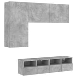 4 pcs TV wall units concrete grey engineered wood