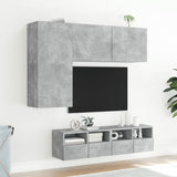 4 pcs TV wall units concrete grey engineered wood