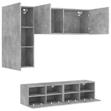 4 pcs TV wall units concrete grey engineered wood