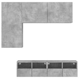 4 pcs TV wall units concrete grey engineered wood