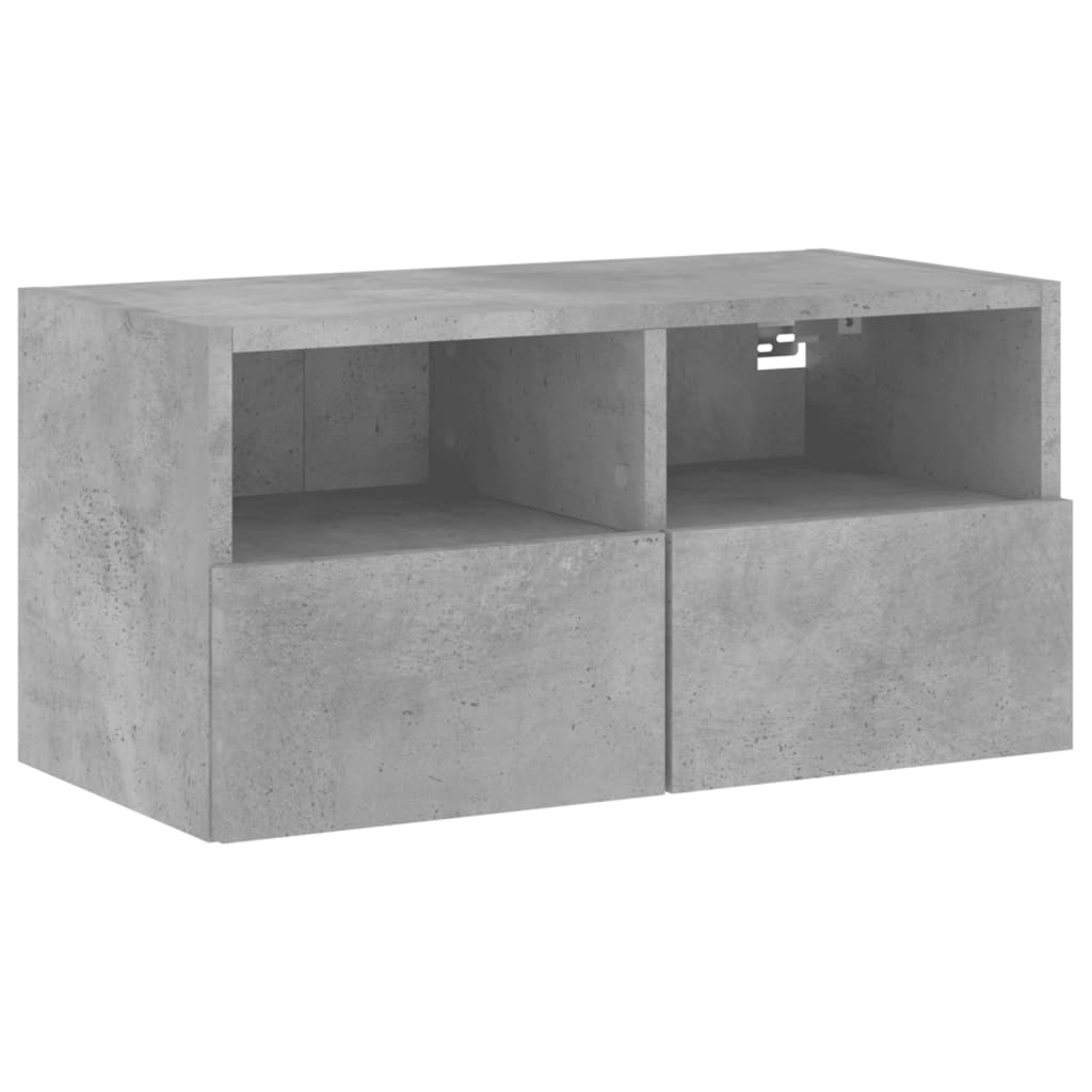 4 pcs TV wall units concrete grey engineered wood