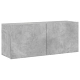 4 pcs TV wall units concrete grey engineered wood