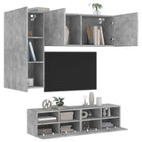 4 pcs TV wall units concrete grey engineered wood