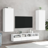 Unités murales TV 5 pcs blanc bois d'ingénierie