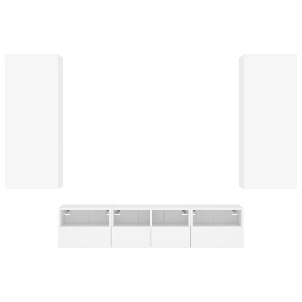 Unités murales TV 5 pcs blanc bois d'ingénierie