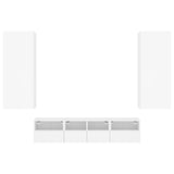 Unités murales TV 5 pcs blanc bois d'ingénierie