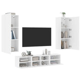 Unités murales TV 5 pcs blanc bois d'ingénierie