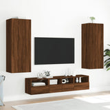 5 pcs TV wall units oak brown engineered wood