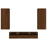 5 pcs TV wall units oak brown engineered wood