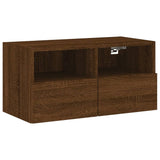 5 pcs TV wall units oak brown engineered wood