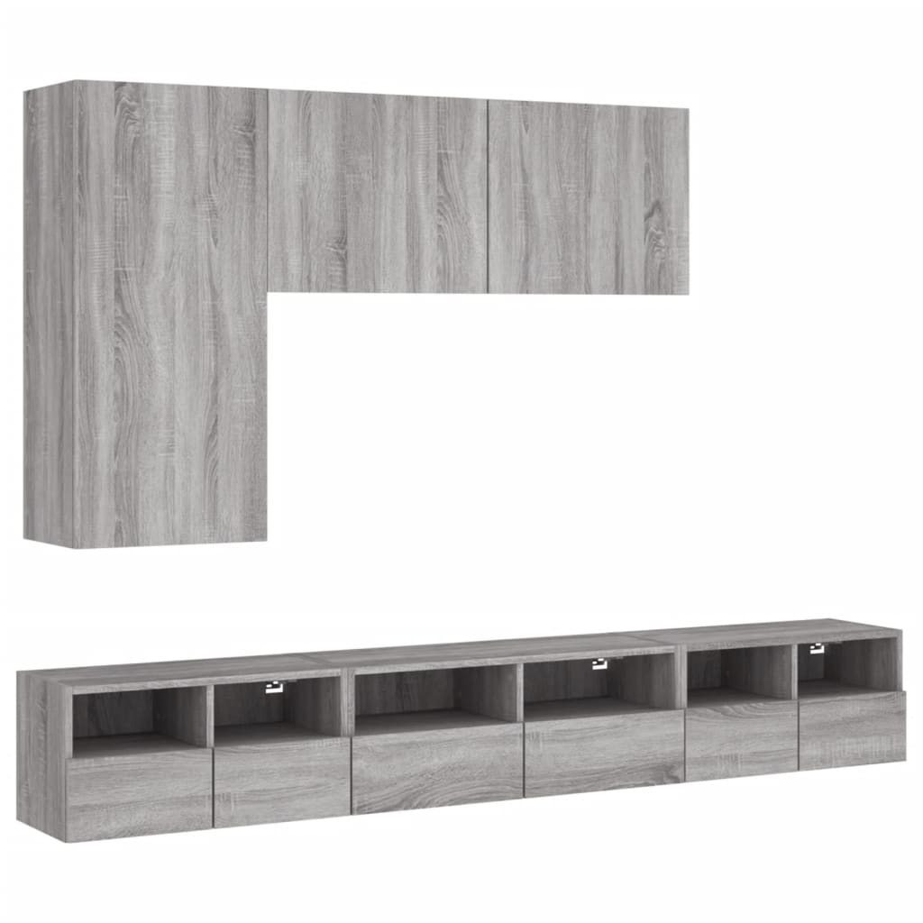 Armoires murales TV 5 pcs sonoma gris bois d'ingénierie