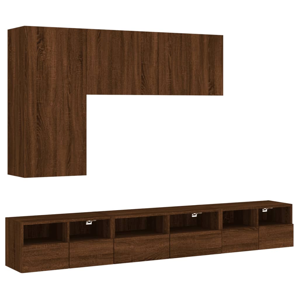 Armoires murales TV 5 pcs chêne marron bois d'ingénierie