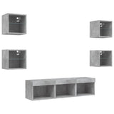 TV Wall Units with LED 7 pcs Concrete Grey Engineered Wood