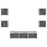 TV Wall Units with LED 7 pcs Concrete Grey Engineered Wood