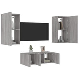 Unités murales TV avec LED 4 pcs gris sonoma bois d'ingénierie