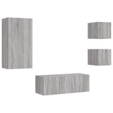 TV Wall Units with LED 5 pcs Sonoma Gray Engineered Wood