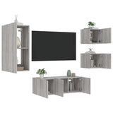 TV Wall Units with LED 5 pcs Sonoma Gray Engineered Wood