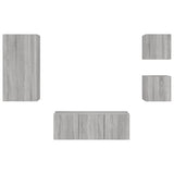 TV Wall Units with LED 5 pcs Sonoma Gray Engineered Wood