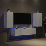 TV Wall Units with LED 4 pcs White Engineered Wood