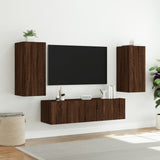 TV Wall Units with LED 4 pcs Oak Brown Engineered Wood