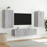 TV Wall Units with LED 4 pcs Sonoma Gray Engineered Wood