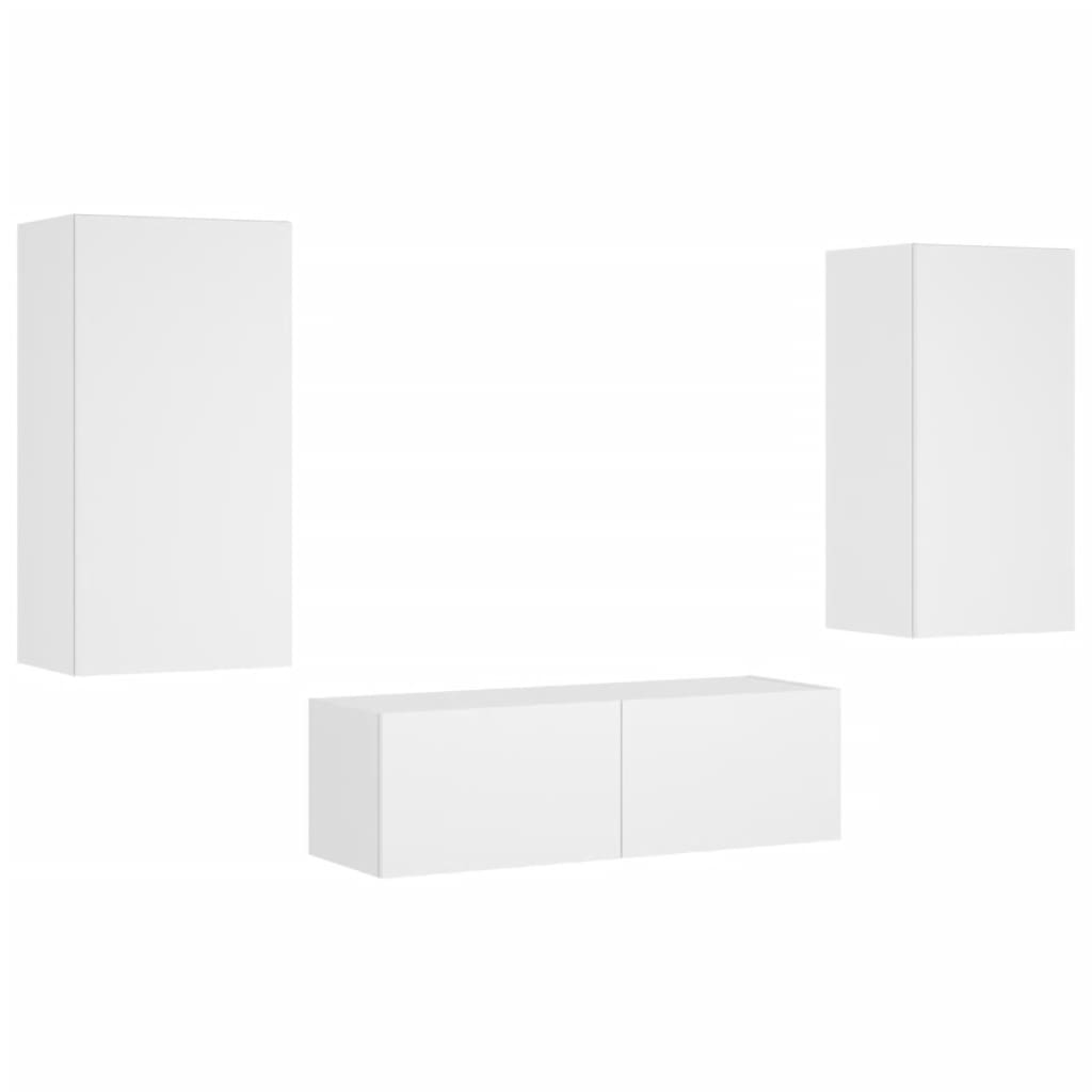 Meuble TV muraux 3 pcs avec lumières LED blanc