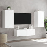 Meuble TV muraux 3 pcs avec lumières LED blanc