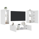 Meuble TV muraux 3 pcs avec lumières LED blanc