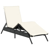 Chaise longue avec coussin noir résine tressée