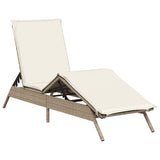 Chaise longue avec coussin beige résine tressée