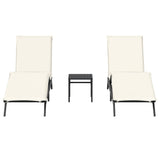 Chaises longues lot de 2 avec table noir résine tressée