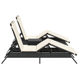 Chaises longues lot de 2 avec table noir résine tressée