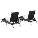 Chaises longues lot de 2 avec table noir résine tressée