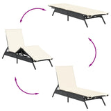 Chaises longues lot de 2 avec table noir résine tressée