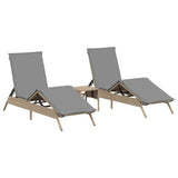 Chaises longues lot de 2 avec table beige résine tressée