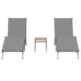 Chaises longues lot de 2 avec table beige résine tressée