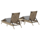 Chaises longues lot de 2 avec table beige résine tressée