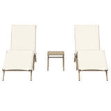 Chaises longues lot de 2 avec table beige résine tressée